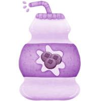 The blueberry milk in the bottle has a tube and water at the end of the tube isolated on transparent background png