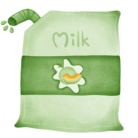 The melon milk in the bag has a tube and water at the end of the tube isolated on transparent background png