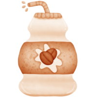 The coffee milk in the bottle has a tube and water at the end of the tube isolated on transparent background png