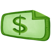 Green dollar money and symbol isolated on transparent background png