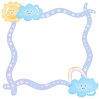 pastel image Cadre avec des nuages Soleil et arc en ciel isolé sur transparent Contexte png