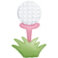 Golf ball is placed on a cone against the grass isolated on transparent background png