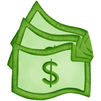 Green dollars money and symbol isolated on transparent background png