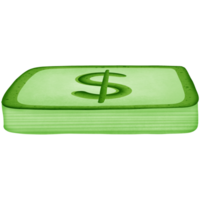 Green stack of dollars money and symbol isolated on transparent background png