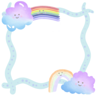 pastel afbeelding kader met wolken en regenboog geïsoleerd Aan transparant achtergrond png