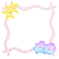 pastel afbeelding kader met wolken en sterren geïsoleerd Aan transparant achtergrond png