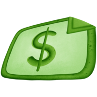 Green dollar money and symbol isolated on transparent background png