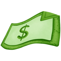Green dollar money and symbol isolated on transparent background png