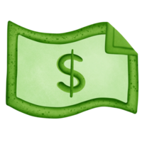 Green dollar money and symbol isolated on transparent background png