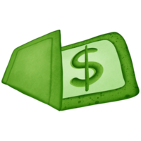 Green dollar money and symbol isolated on transparent background png