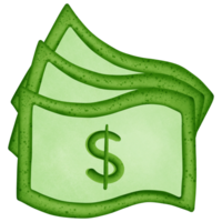 vert dollars argent et symbole isolé sur transparent Contexte png