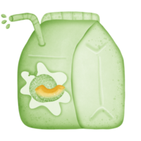 The melon milk in the box has a tube and water at the end of the tube isolated on transparent background png