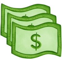 vert dollars argent et symbole isolé sur transparent Contexte png