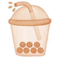 Marrone perla latte tè nel plastica bicchiere con copertina e cannuccia isolato su trasparente sfondo png