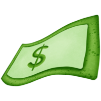 Green dollar money and symbol isolated on transparent background png