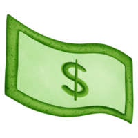Green dollar money and symbol isolated on transparent background png