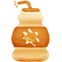 The honey milk in the bottle has a tube and water at the end of the tube isolated on transparent background png