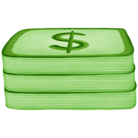 Green stack of dollars money and symbol isolated on transparent background png