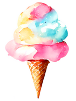 Watercolor Ice Cream Dessert AI Generative png