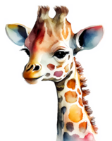 Watercolor Giraffe Portrait AI Generative png