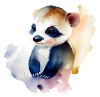 Watercolor Badger Portrait AI Generative png