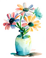 aquarelle vase fleurs ai génératif png