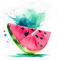 A Fresh Fruity Watermelon Watercolor Splash AI Generative png