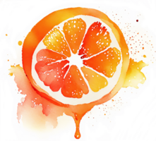 A Fresh Fruity Citrus Orange Watercolor Splash AI Generative png