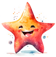 feliz aguarela estrelas do mar ai generativo png