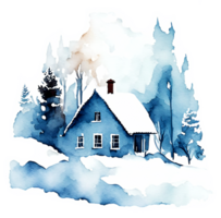 Aquarell Winter Hütte Spritzen png