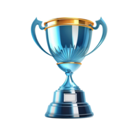 Generative AI, PNG Winner trophy, blue golden champion cup