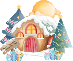 christmas house watercolour element png