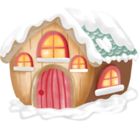 Navidad casa acuarela elemento png