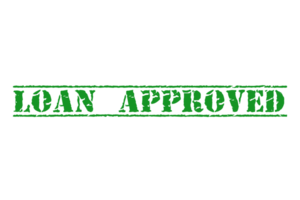 Loan approved green stamp on transparent background png