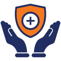 hand holding blue and orange flat icon png