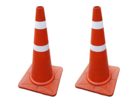 Traffic cone on the sidewalk, transparent background png