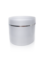 bianca vaso di mano crema o gel con un' argento banda, trasparente sfondo png