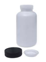 White plastic bottle and Black caps, transparent background png