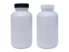 White plastic bottle, transparent background png