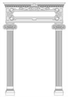 Contouring coloring of classical arch. Classic antique portal with columns in vector graphics