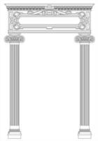 Contouring coloring of classical arch. Classic antique portal with columns in vector graphics