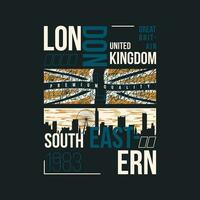 london united kingdom graphic typography vector, t shirt design, illustration, good for casual style vector