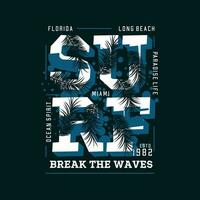 surf break the waves on beach theme graphics design, surfing typography, t shirt vectors, summer adventure vector