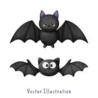 Cute bat, Halloween vector watercolor illustration