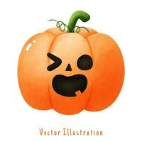 linda Jack o linterna calabaza, Víspera de Todos los Santos vector acuarela ilustración