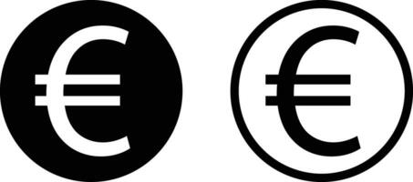 euro icono circulo conjunto en dos estilos . euro moneda icono vector