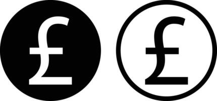 Pound sterling circle icon set vector in two styles . English pound icon