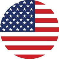 Round USA flag . USA flag button . American flag button vector