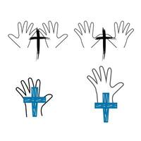 hands holding crosses icons set isolated on white background vector