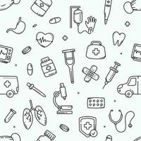 Medical doodle seamless pattern background vector